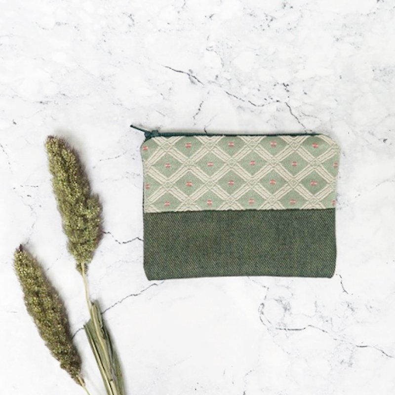Green Gift money bag - กระเป๋าใส่เหรียญ - ผ้าฝ้าย/ผ้าลินิน สีเขียว