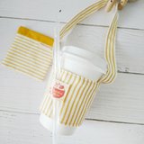 Stripes in hand-mustard yellow cup set