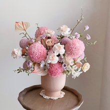 花材】大輪のブルー、白バラ、チューリップ、ナチュラル系