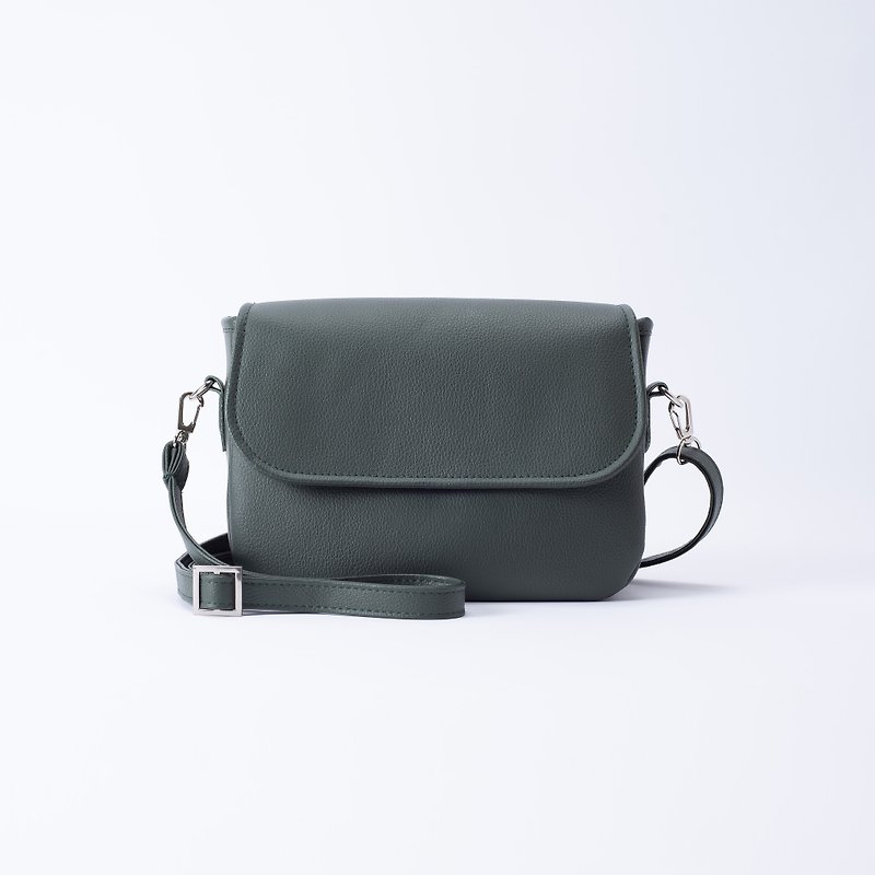 Rounded Side Backpack Olive Green / Olive Green - Messenger Bags & Sling Bags - Faux Leather Green
