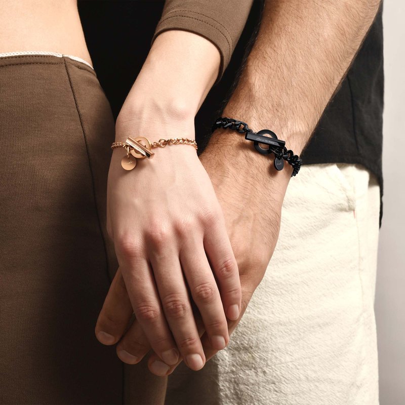 The Love of Brooklyn Customized Titanium Chain Bracelet (4 Colours) - สร้อยข้อมือ - โลหะ สีทอง