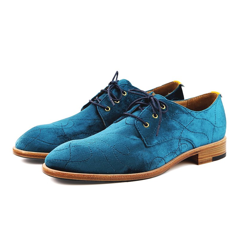 Derby shoes Edward M1170 JudeBlue Velvet - Men's Leather Shoes - Cotton & Hemp Blue