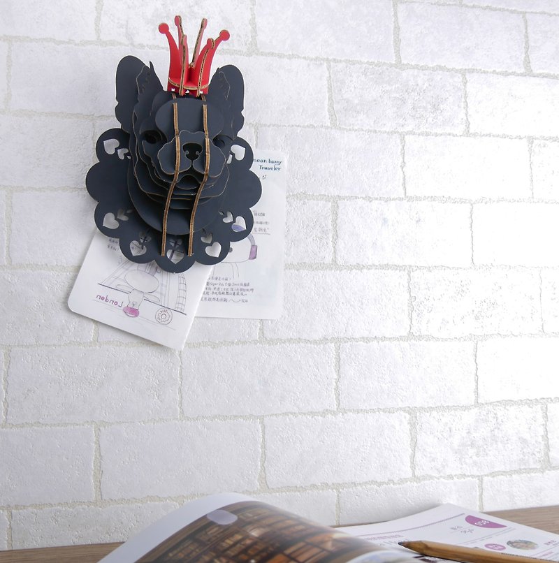 プリンスバタフレンチファイティングドッグ3D手作りDIY家具装飾品ブラック - ウォールデコ・壁紙 - 紙 ブラック