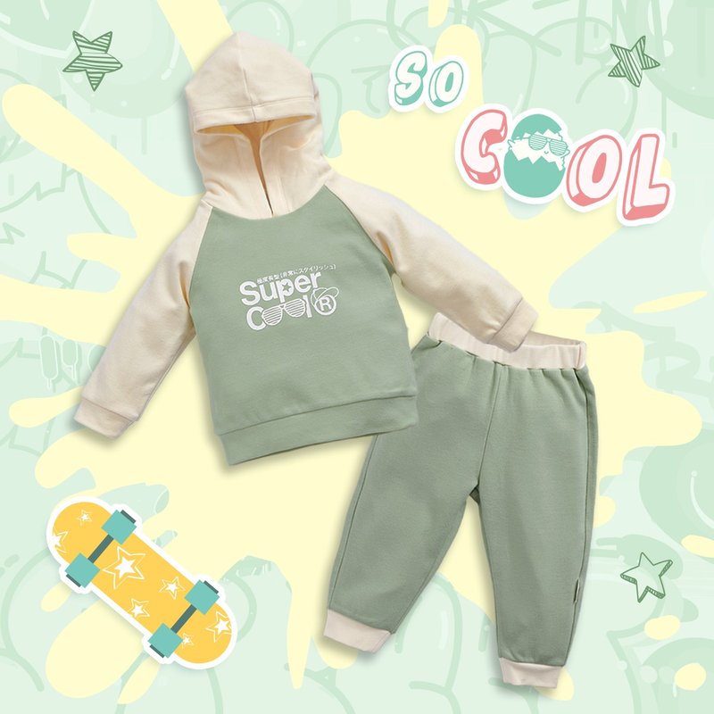 OMHOD02_OMYMONSTER Super Cool Sweatshirt Set - Onesies - Cotton & Hemp Green