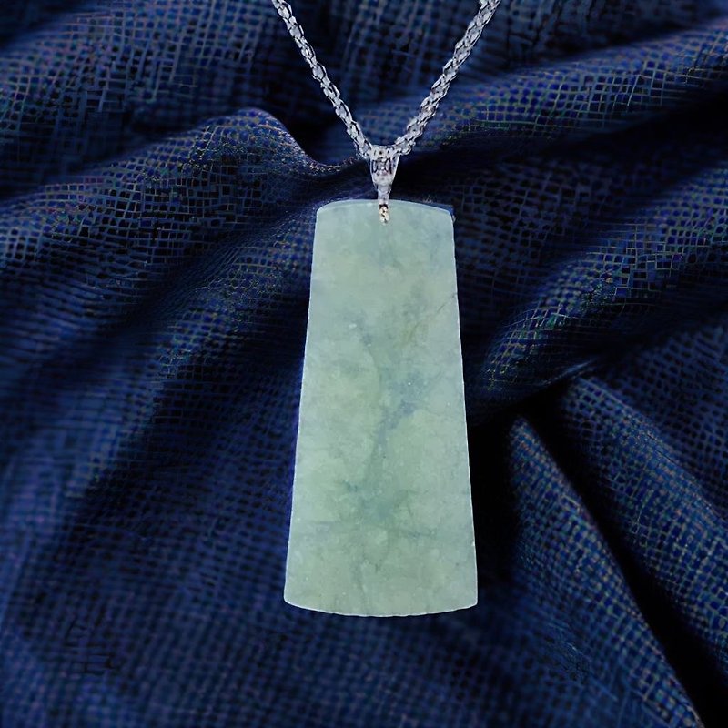 [May Nothing Happen] Ice Green Jadeite Wushi Brand Necklace 18K Gold Pendant | Natural Burmese Jade Grade A Jadeite - สร้อยคอ - หยก สีเขียว