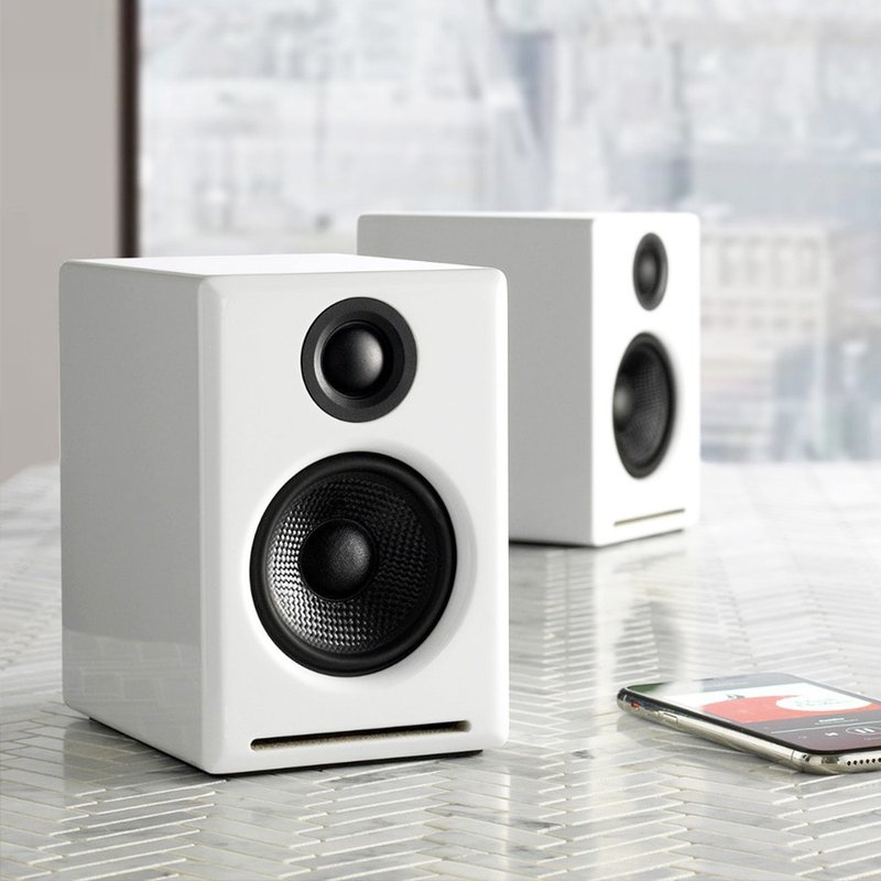 Audioengine A2+ 2025 Upgraded Active Stereo Bluetooth Bookshelf Speaker-White Model - Speakers - Other Metals White