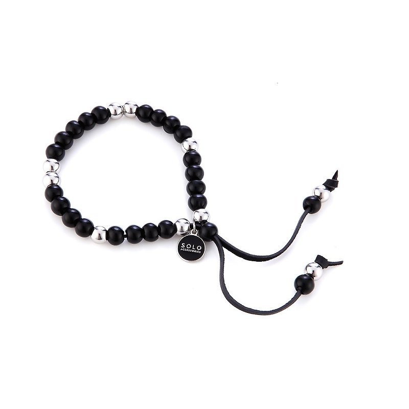 Glass Beaded Bracelet Lazurite Beads Bracelet - สร้อยข้อมือ - วัสดุอื่นๆ สีดำ