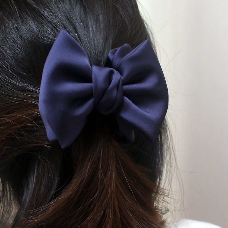 Navy Small ribbon Hair Jaws simple hair banana clip,medium ponytail clip - Hair Accessories - Other Materials Blue