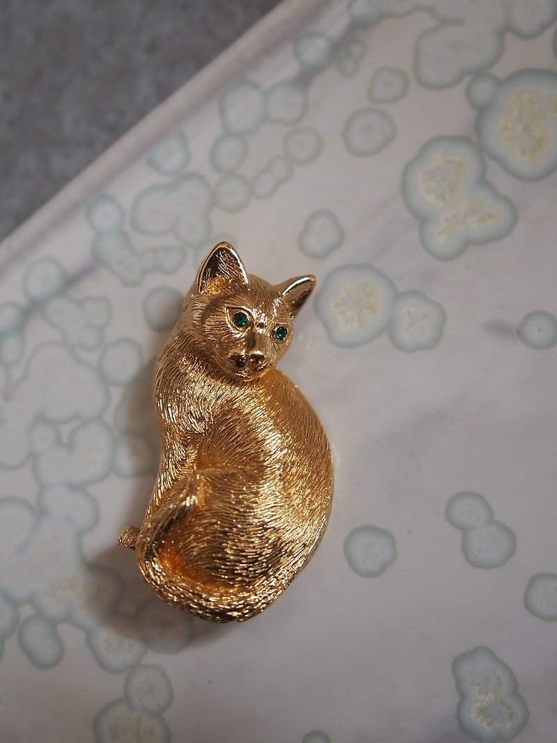 CHRISTIAN DIOR Dior cat cat brooch gold vintage - เข็มกลัด - โลหะ สีทอง