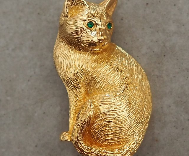 Christian Dior ディオール ヴィンテージ 猫 ブローチ縦約6センチ 