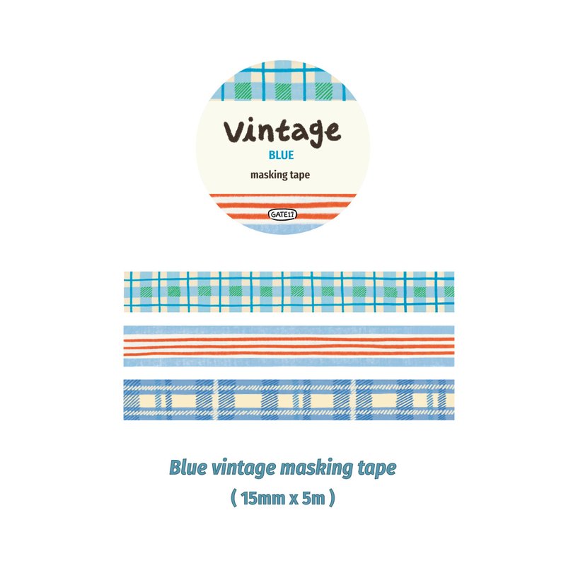 Blue vintage washi tape - มาสกิ้งเทป - กระดาษ 