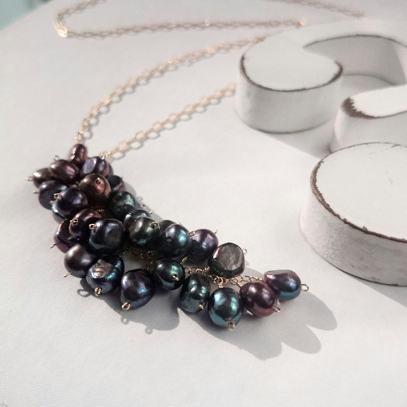 【RESERVED】14kgf*grape necklace - Necklaces - Gemstone Blue