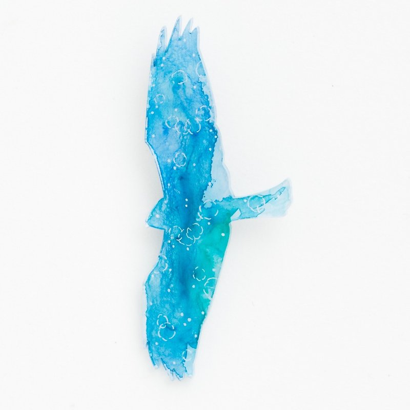 絵のブローチ【鳥】 - ブローチ - アクリル ブルー