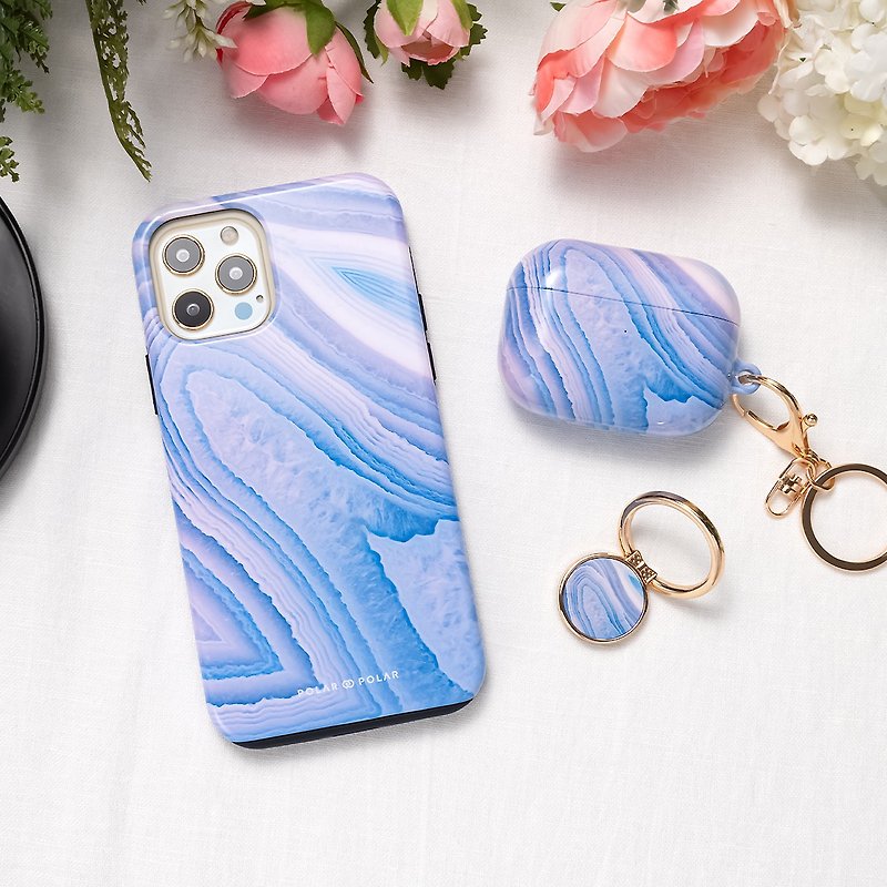 【客製化】冰冷之河雲石紋 iPhone 15/14/13/12 MagSafe 手機殼 - 手機殼/手機套 - 塑膠 藍色