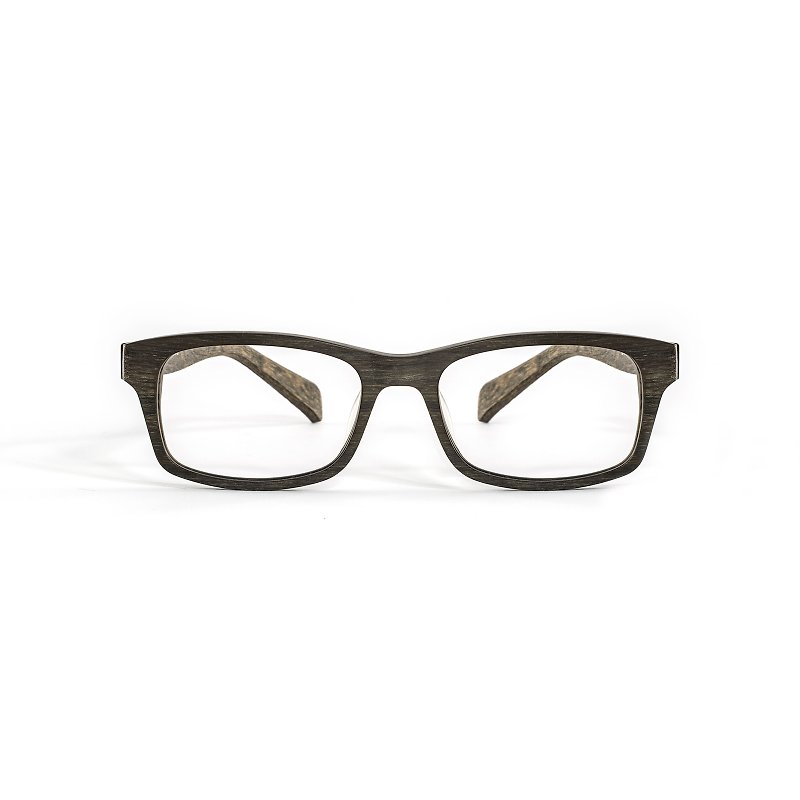 灰褐色仿木紋方框板材眼鏡/特殊折扣款 - 眼鏡/眼鏡框 - 其他材質 咖啡色