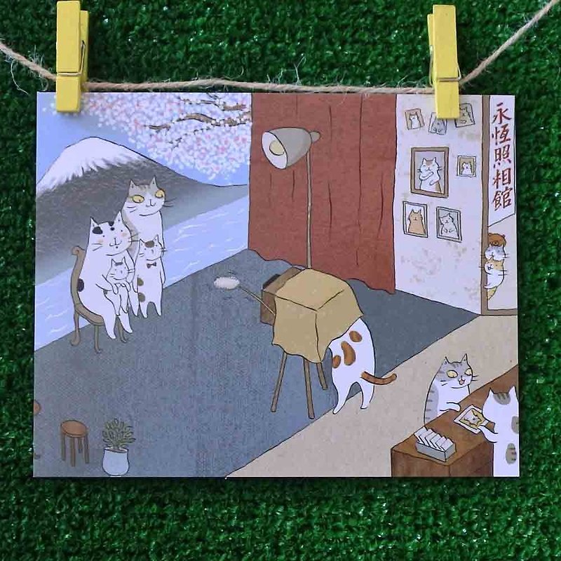 3猫ショップの猫イラスト入りポストカード（画家：ミスキャット）–エターナルフォトギャラリー - カード・はがき - 紙 