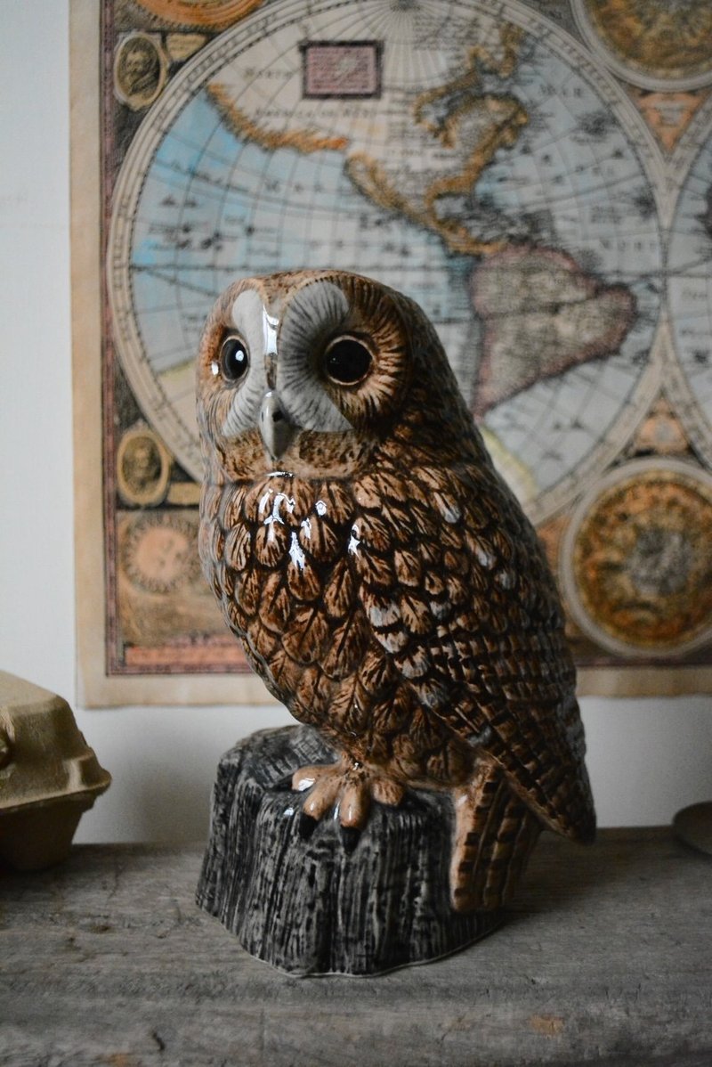 英國 Quail Ceramics 仿真貓頭鷹造型手繪陶瓷花瓶擺件 - 擺飾/家飾品 - 陶 多色