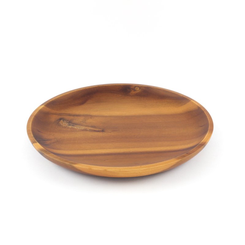 |CIAO WOOD| Wooden Round Shallow Plate (dark color)