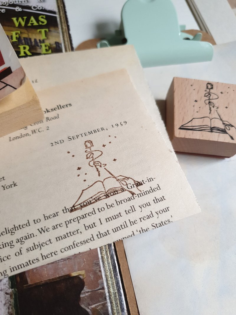 spellbook rubber stamp - Stamps & Stamp Pads - Wood 