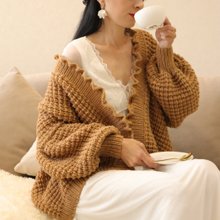 ハンドメイド イン イタリー◆モヘア セーター カーディガン ニット ジャケット トップス 緑 モスグリーン イタリア製 a19091306