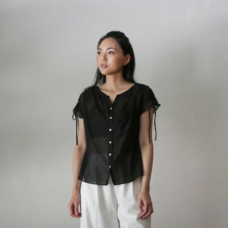 Exquisite Drawstring Blouse - Women's Tops - Cotton & Hemp Multicolor