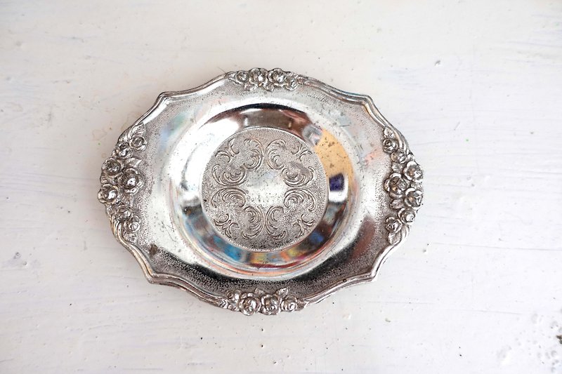 British silver stainless steel carving design small dish jewelry dish knick-knack home decoration classical