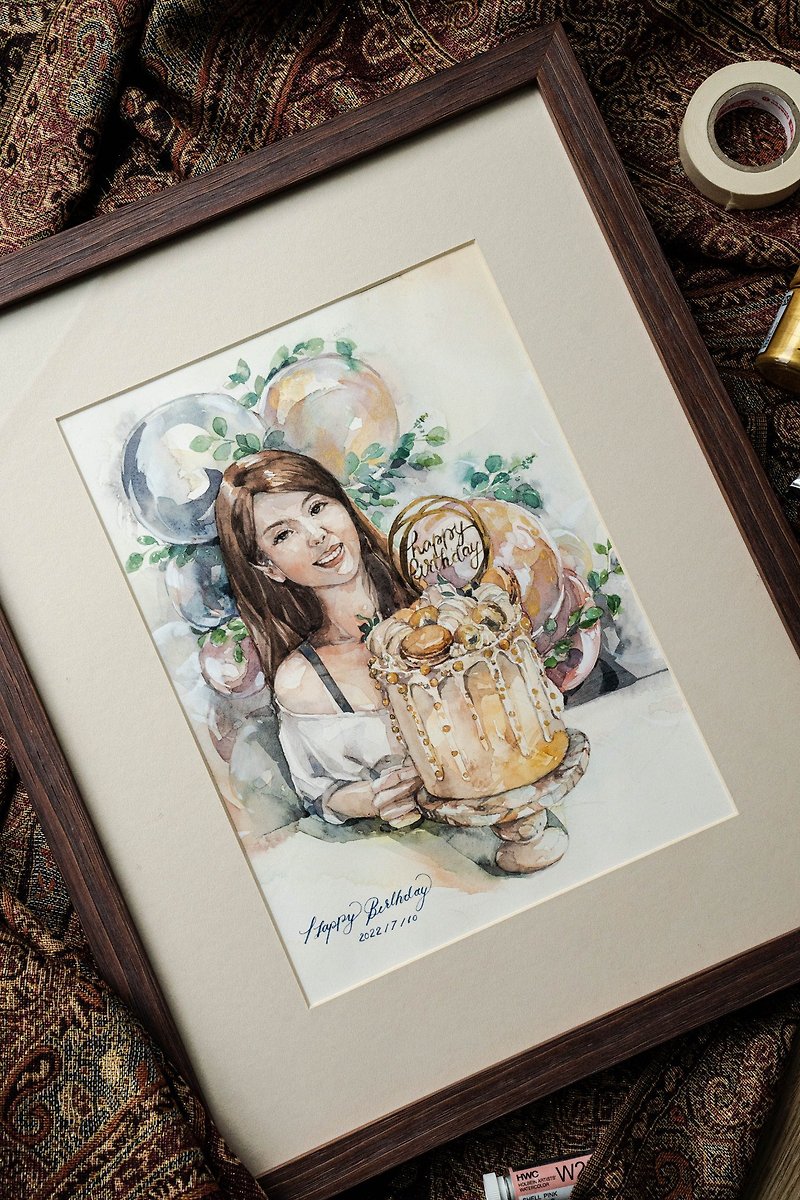 [Watercolor Portrait Customization] - Single ordering with background_Do not place orders at will - Other - Other Materials 