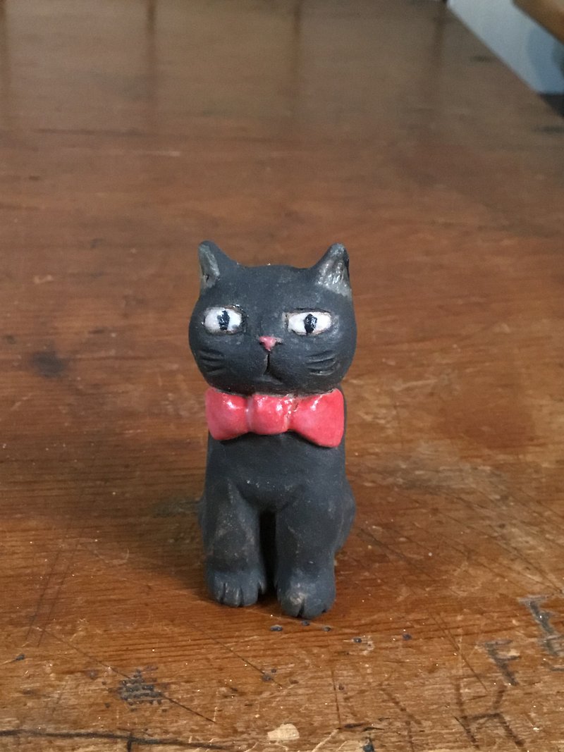 Pottery/little black cat - Stuffed Dolls & Figurines - Pottery Black