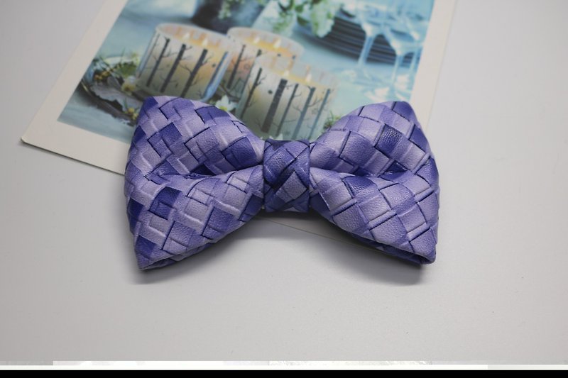 Purple Gradual Leather Knitted Tie for Men's Leisure Wedding - Ties & Tie Clips - Faux Leather Purple