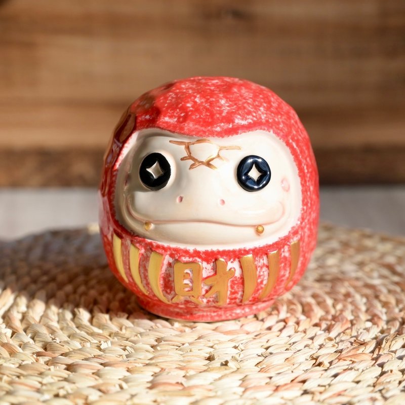 財蛇陶瓷存錢筒/紅金/蛇年新品/開運招財/贈送小斗方春聯一張 - 存錢筒 - 陶 紅色