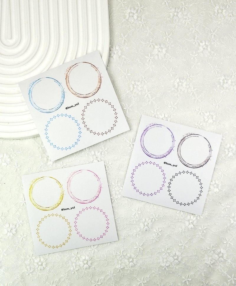 Ring Frame Mix Deco Sticker - 便條紙/便利貼 - 紙 多色