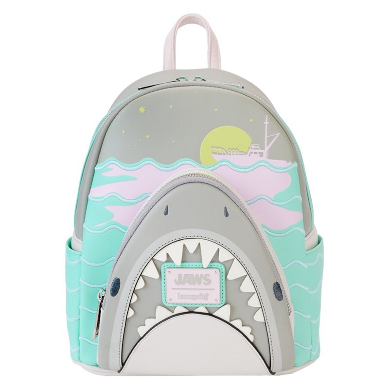 LOUNGEFLY-Great White Shark Mini Backpack - กระเป๋าเป้สะพายหลัง - หนังเทียม สีเทา