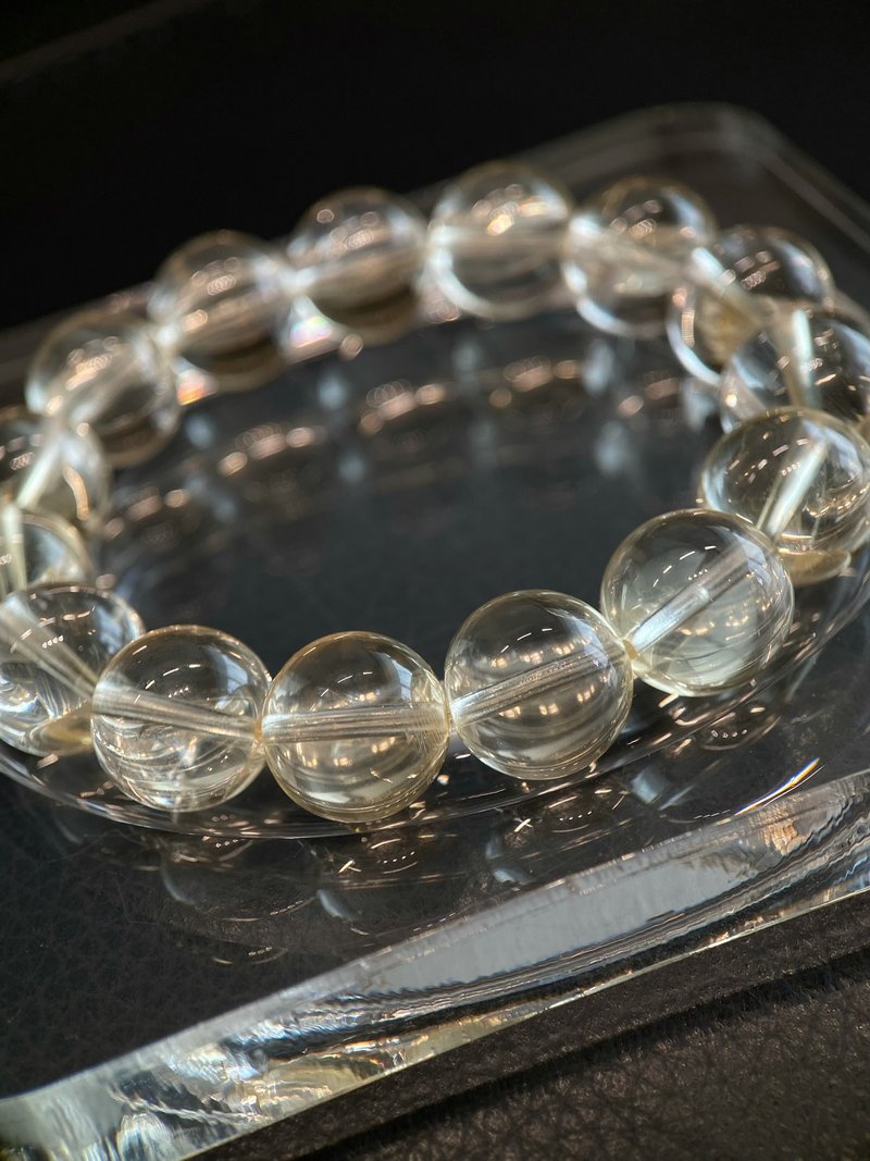 天然巴西黃水晶 12.6mm 手鏈手串 招財 金錢水晶 淨體 超冰透 - 手鍊/手環 - 水晶 