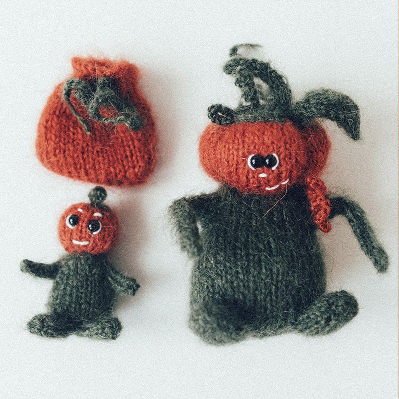 Pumpkin man knitting pattern. Set of Halloween gifts. DIY knitting tutorial. - 手工藝教學/工具書 - 其他材質 