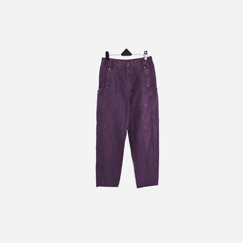 脫臼古著 / 雙口袋紫牛仔褲 no.604 vintage - 闊腳褲/長褲 - 棉．麻 紫色
