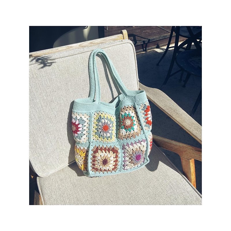 crochet motif bag : ᴛᴀʀᴛ - 手提包/手提袋 - 其他材質 藍色