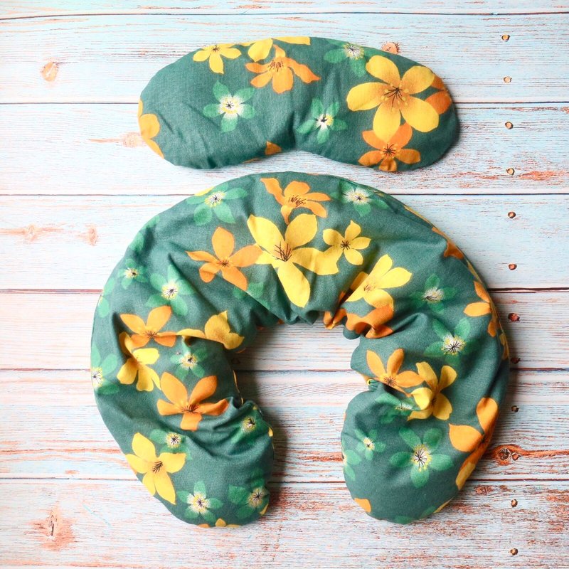 【秋意】肩頸用草本熱敷墊  溫敷舒眠眼罩 微波加熱 舒緩肩頸痠痛 - 其他 - 棉．麻 綠色