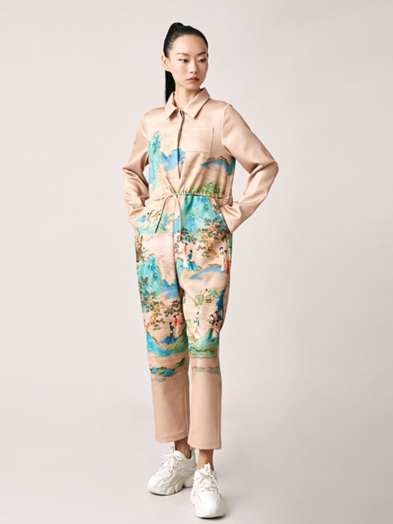 Youye/New Chinese Retro Chinese Style Jumpsuit - จัมพ์สูท - เส้นใยสังเคราะห์ หลากหลายสี