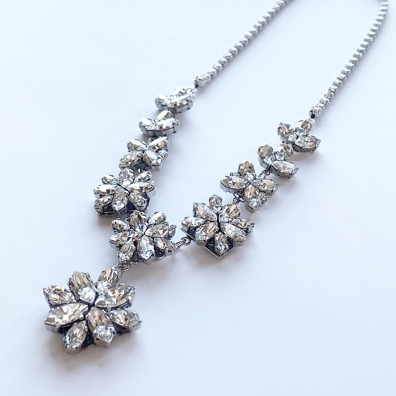 玻璃 項鍊 透明 - Swarovski Bouquet bridal necklace