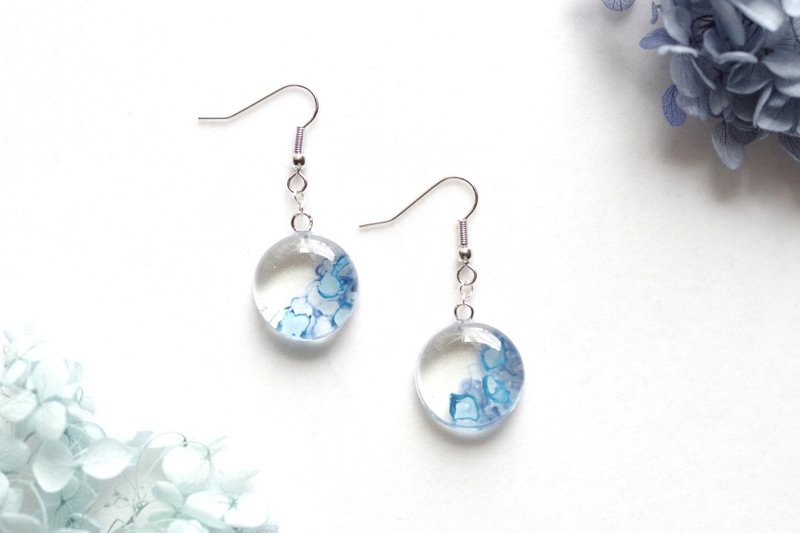 Resin Art Round Earrings - Neptune - ต่างหู - เรซิน สีน้ำเงิน