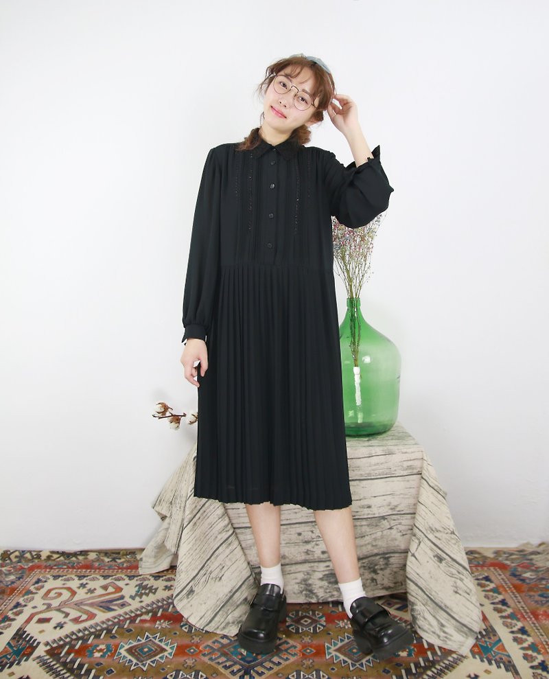 Back to Green:: 排列花紋 vintage dress (D-06) - 連身裙 - 絲．絹 
