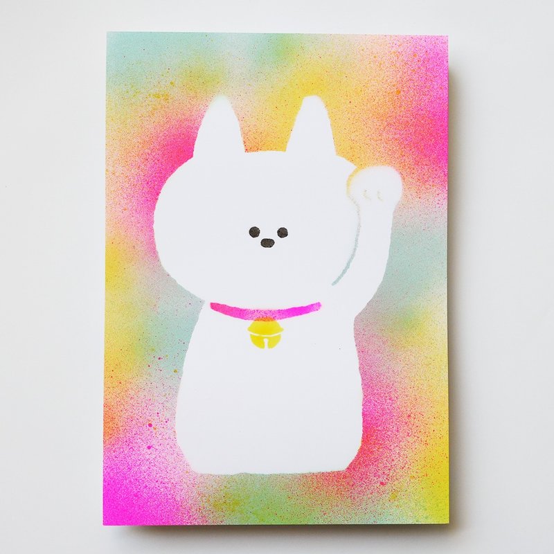 Hand spray painted poster: Lucky Cat - โปสเตอร์ - กระดาษ หลากหลายสี