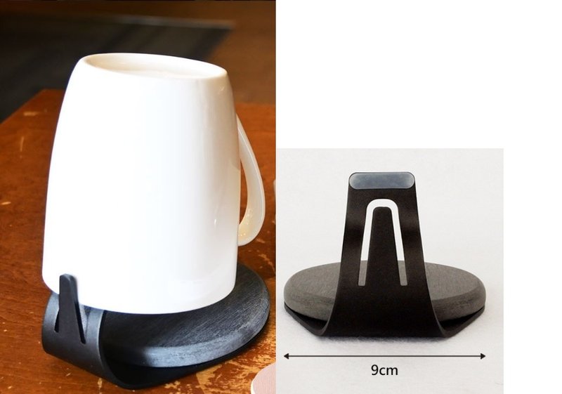 OSHI-S02-B有圓黑 - Coasters - Pottery Black