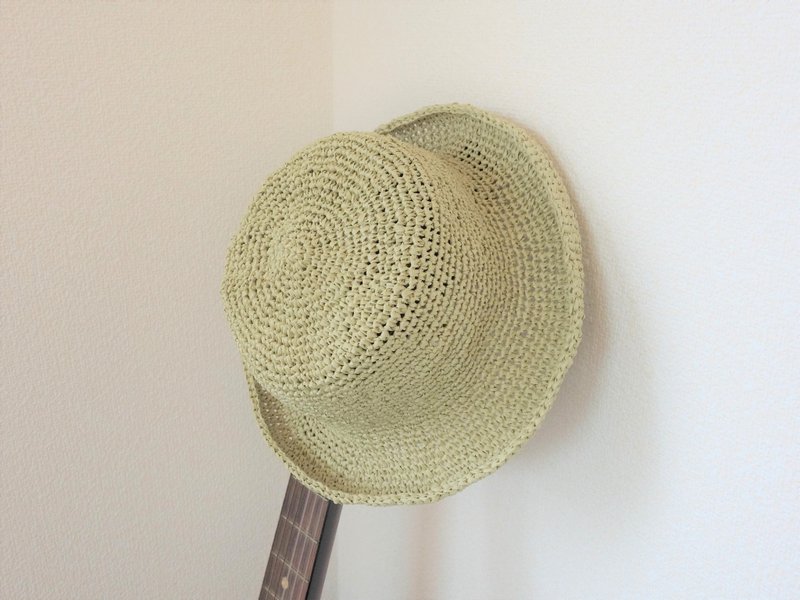 yuoworks / Summer hat / made of Japanese traditional paper Washi / light green - 帽子 - 紙 綠色