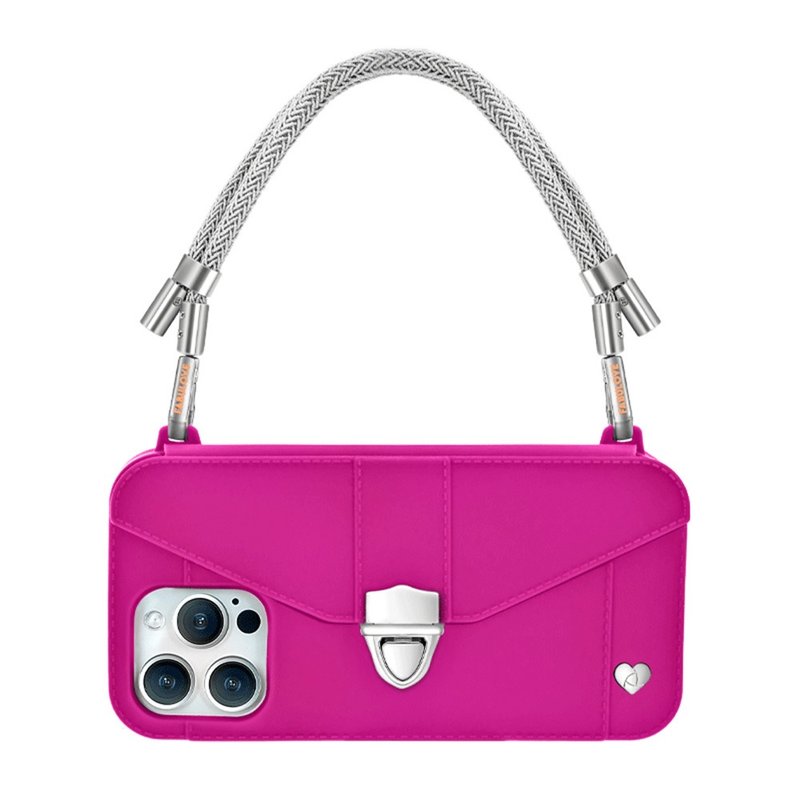 Hong Kong Design Mobile Phone Bag-Aura【Silver Strap + Hot Pink Pursecase】 - Phone Cases - Eco-Friendly Materials 