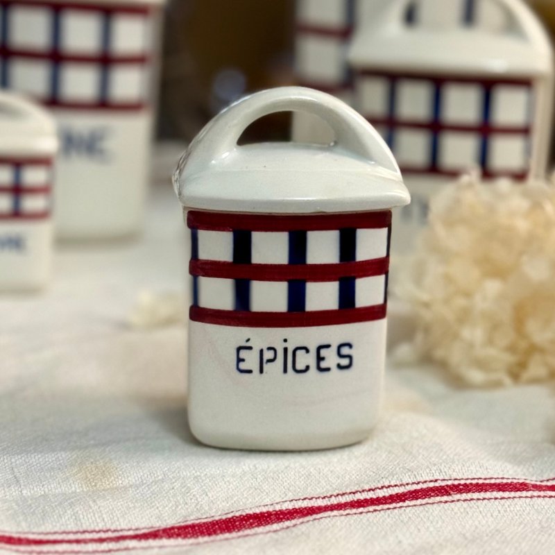 * 50816-經典法國古董 HBCM Béarn系列陶瓷香料罐 - 調味罐/醬料罐 - 瓷 銀色