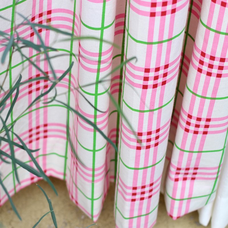 pink check curtain, door curtain,home interior decor, 門簾, のれん, Made in korea  窗簾 - 門簾/門牌 - 棉．麻 多色