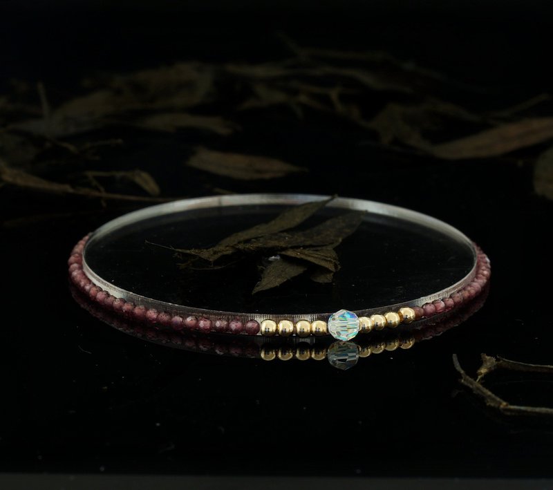 輕奢風 紫石榴石 14KGF Swarovski 水晶手鍊 - 手鍊/手環 - 寶石 