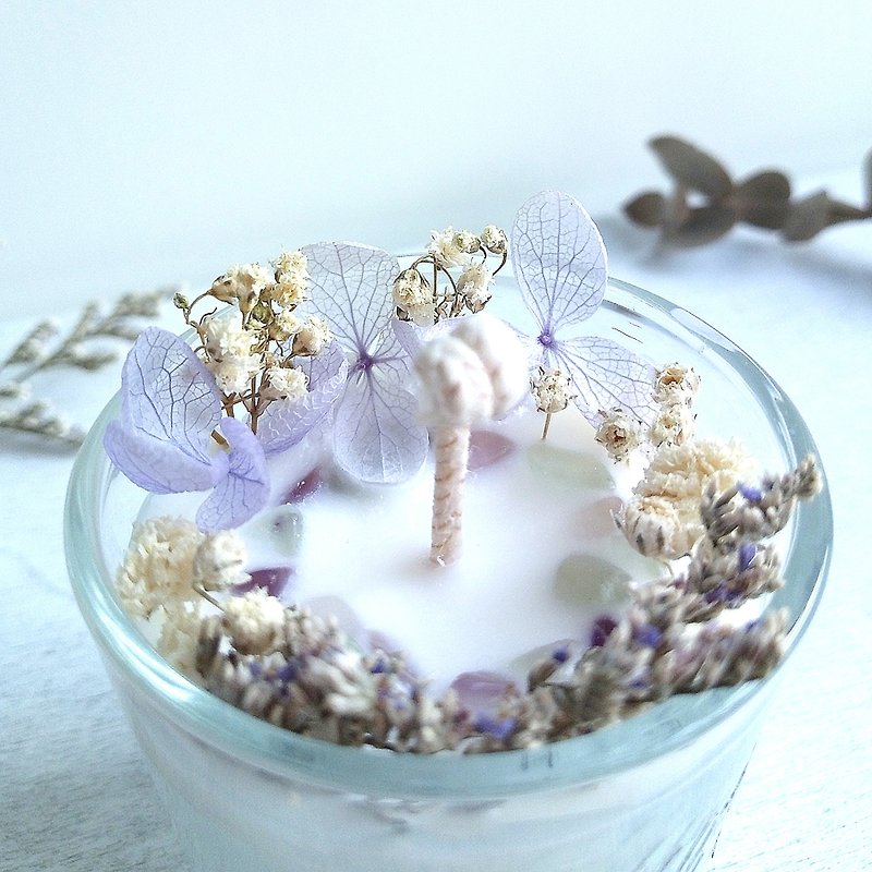 Dried flower candles in glass | Natural Soywax Candle | birthday gift - เทียน/เชิงเทียน - แก้ว สีม่วง