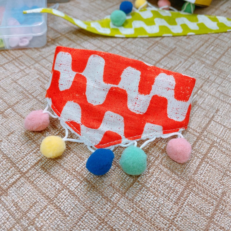 狗 三角巾 綁脖式 橘色 餘波漫步 可加購毛球 現貨+預購 - 項圈/牽繩 - 棉．麻 